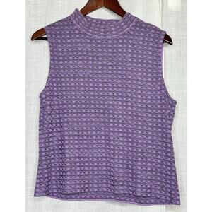 St John Purple Knit Tank Shell Set Size Medium Zip Shoulder